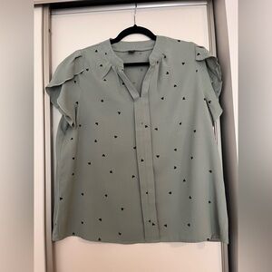 Women's Heart Print Blouse - Green; Size US “8/10”